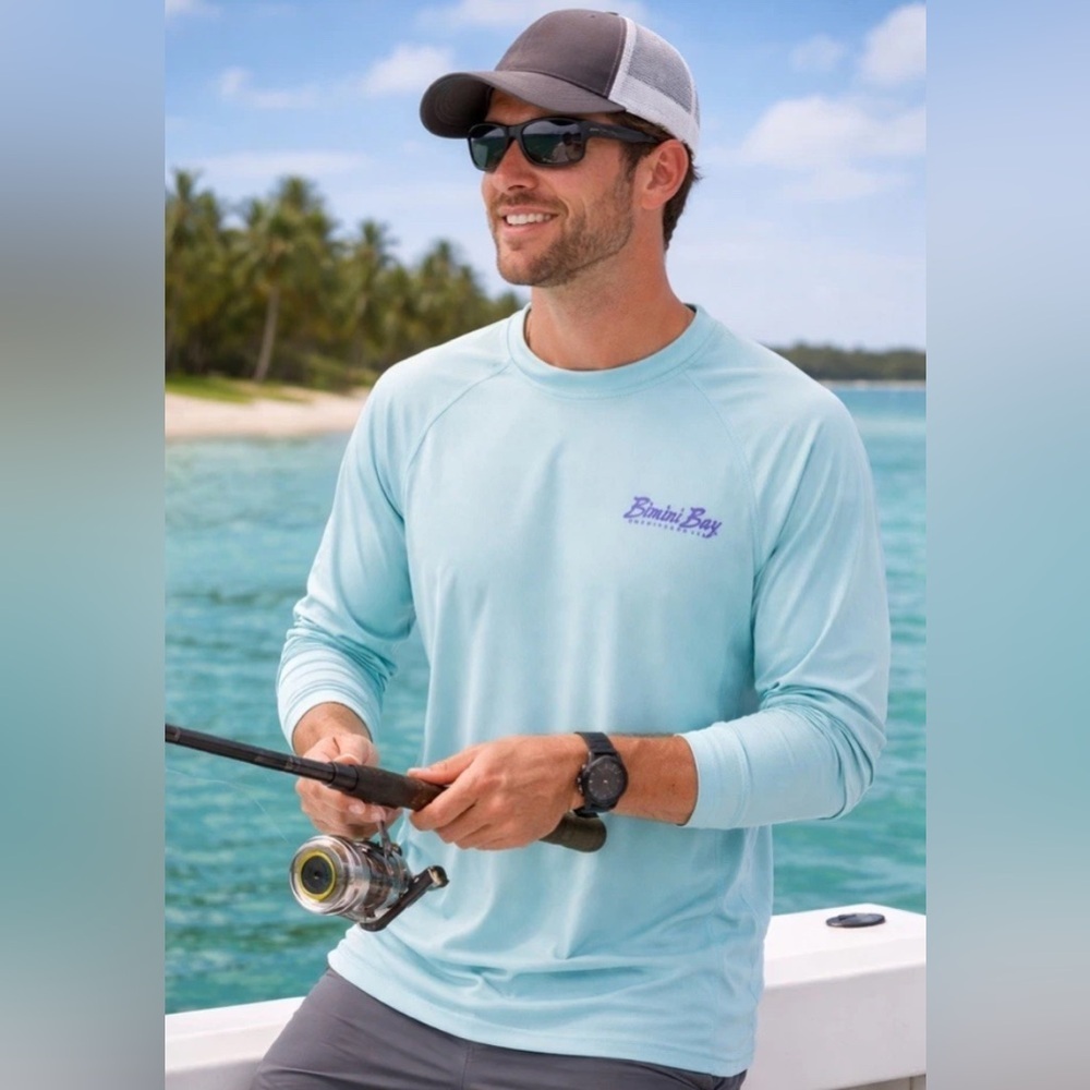 Bimini Bay Men's Long-Sleeve Performance Fishing Shirt - Light Blue